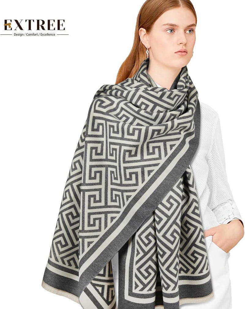 EXTREE Scarfs for Women Pashmina Silky Shawl Wrap for Evening Dressing Blanket Open Front Poncho Cape - Image 5